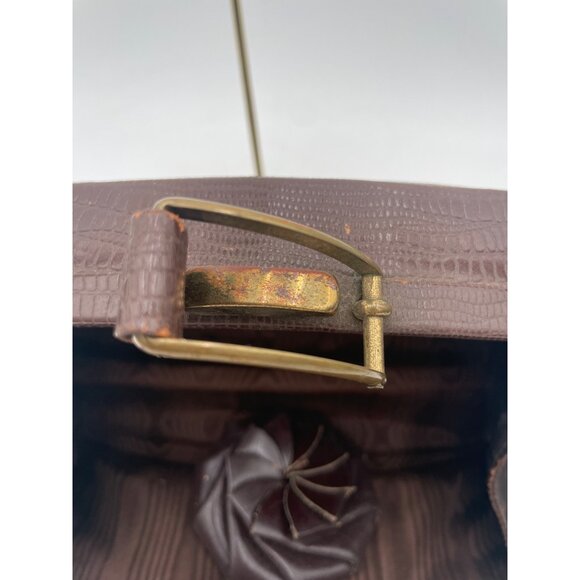 Brown Faux Leather Handbag by AMERICAN MODES Gold Clasp & Matching Coin Purse - Picture 6 of 14